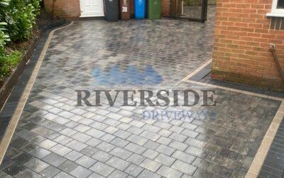 Grey block paving at Royton, Oldham