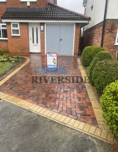 Installation red paving Patio at Royton, Oldham