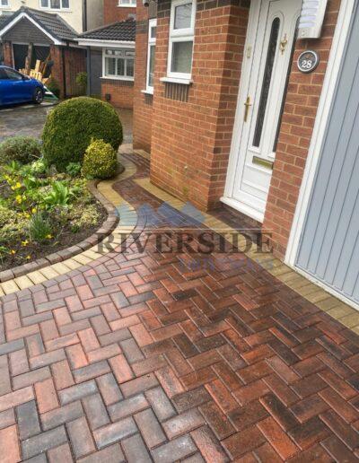 Installation red paving Patio at Royton, Oldham