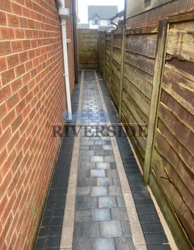Installation Grey block paving Patio at Royton, Oldham