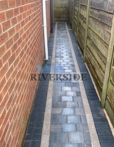 Installation Grey block paving Patio at Royton, Oldham