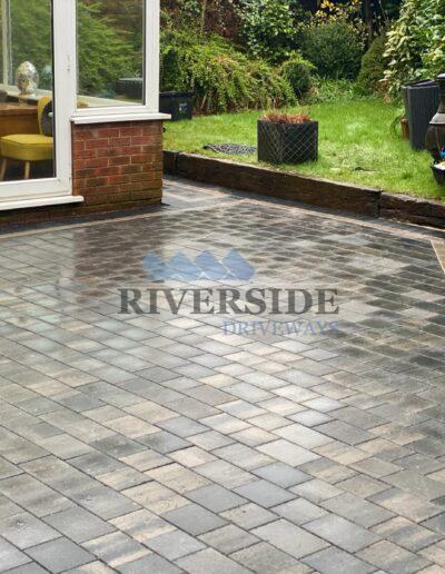 Installation Grey block paving Patio at Royton, Oldham