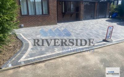 Grey block paving at Hyde, Tameside