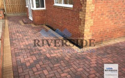 Red block paving installation at Royston, Barnsley